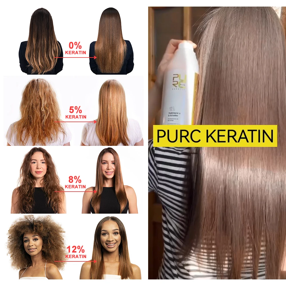 PURC 1000ml 케라틴 헤어 스트레이트닝 스무딩 트리트먼트 곱슬 곱슬 헤어 케어 브라질 케라틴 제품 전문