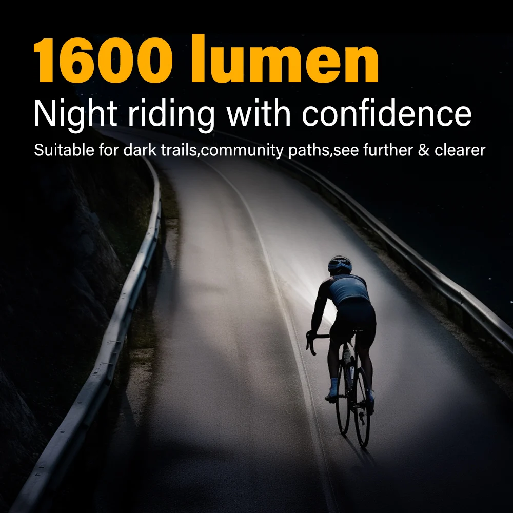 TOWILD CL1600LM 자전거 라이트 5000mAh 자전거 라이트 IPX6 손전등 알루미늄 전면 램프 Type-C 충전 MTB 도로 사이클링 헤드 라이트