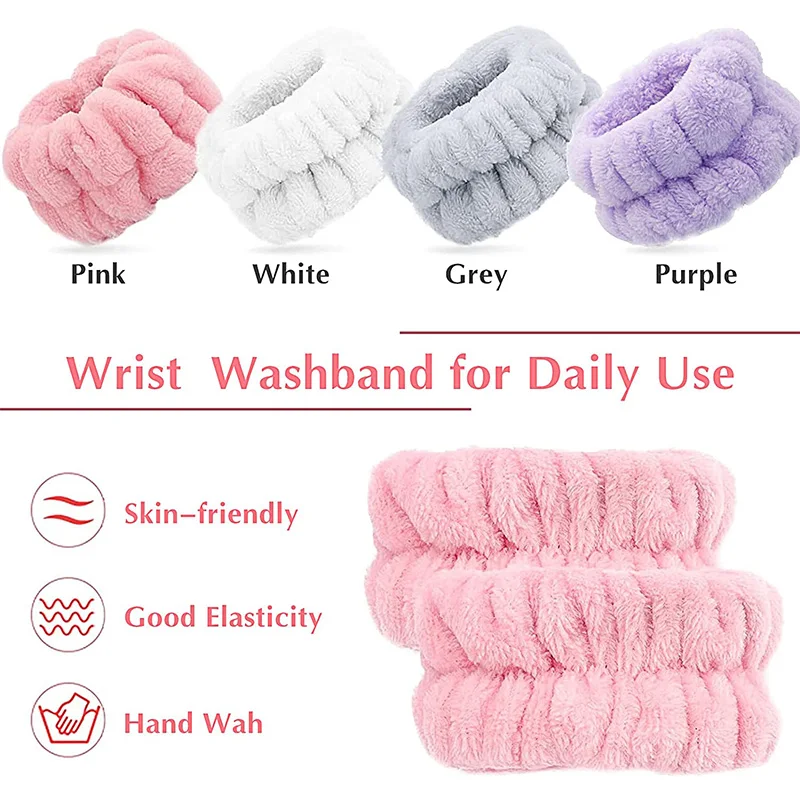 손목 워시 밴드 마이크로 화이버 손목 워시 타올 밴드 손목 밴드 워시 페이스 용 Scrunchies 여성용 머리띠 흡수성 손목 스웨트 밴드