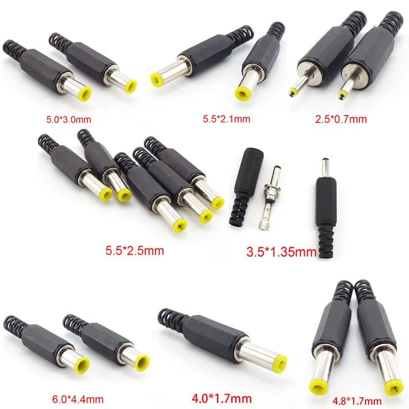 3.5x1.35 4.0x1.7 4.8x1.7mm DC 수 잭 전원 플러그 어댑터 5.5x2.1mm 2.5mm 수 잭 소켓 오디오 커넥터