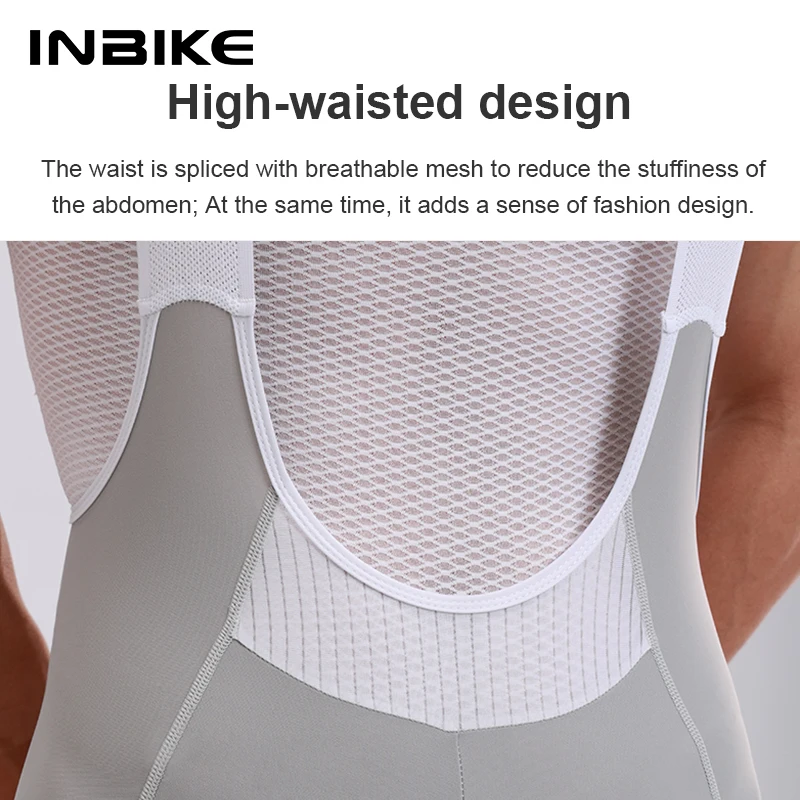 INBIKE 2025 남성용 사이클링 턱받이 반바지 하이 웨이스트 통기성 자전거 자전거 턱받이 바지 MTB 사이클링 의류 남성용 주머니 포함