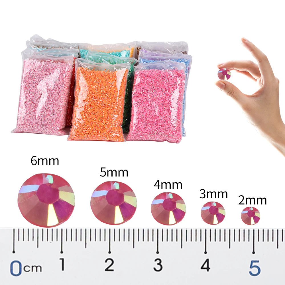 대량 도매 젤리 컬러 AB 투명 AB 2mm,3mm,4mm,5mm,6mm 패싯 플랫백 수지 라인스톤 네일 아트 의류 장식