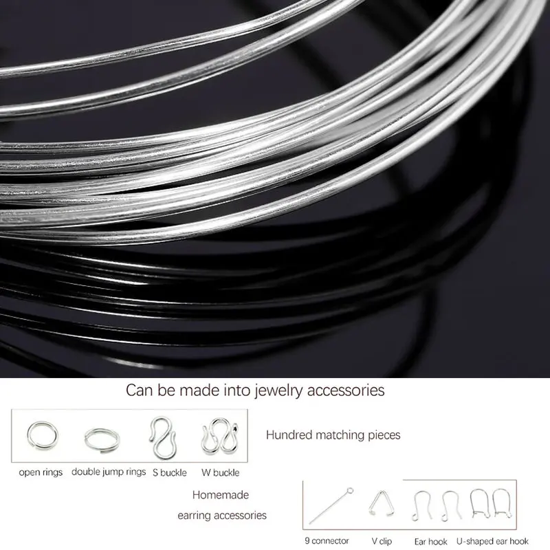 2M 0.3-1.0mm 925 스털링 실버 와이어 쥬얼리 만들기 하프 하드 라운드 스털링 실버 쥬얼리 와이어 액세서리 쥬얼리 DIY