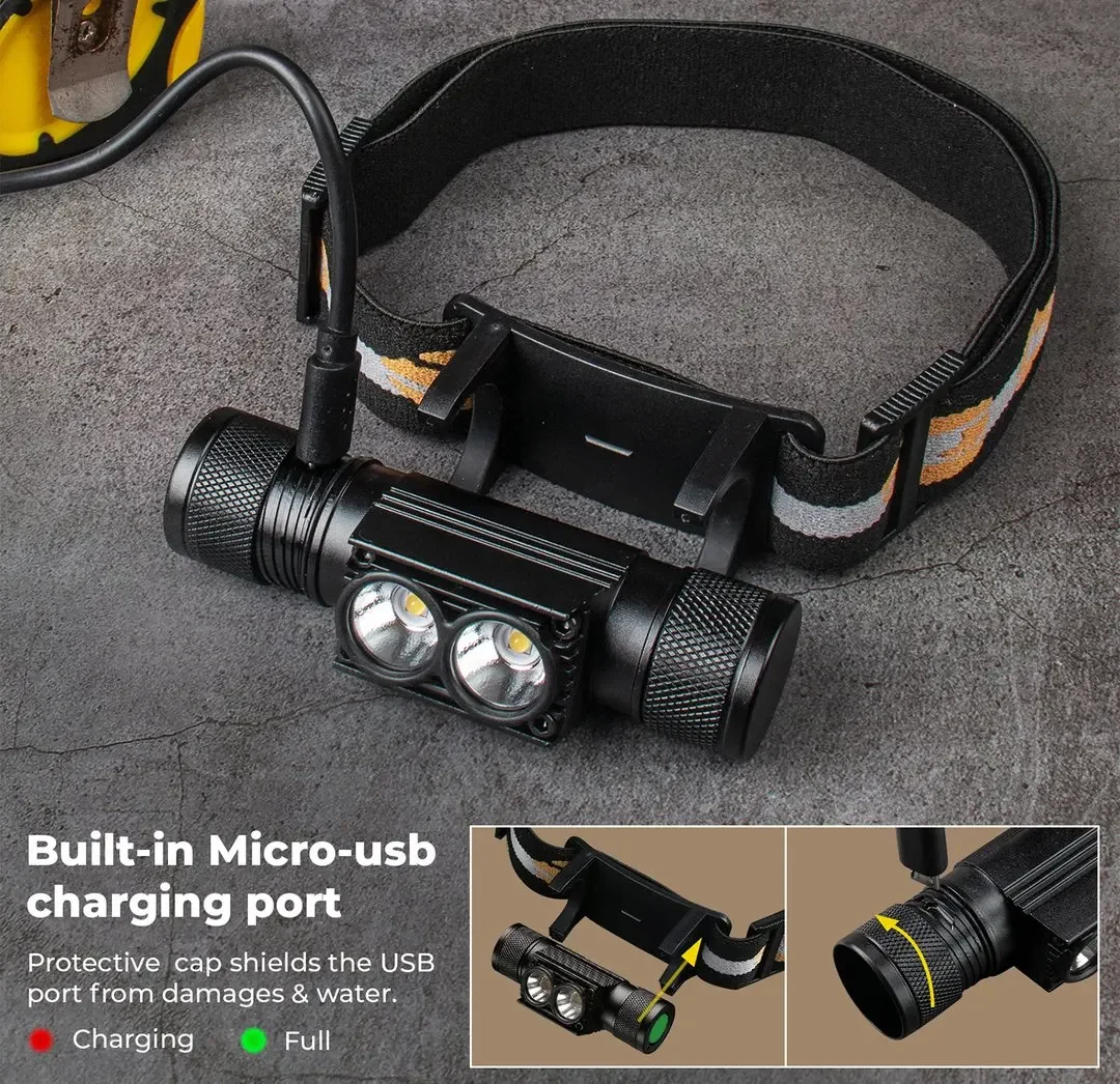 Sofirn 헤드램프 H25L 18650 충전식 1200LM USB C 듀얼 LH351D 90CRI 5000K 헤드 손전등 캠핑 낚시 토치