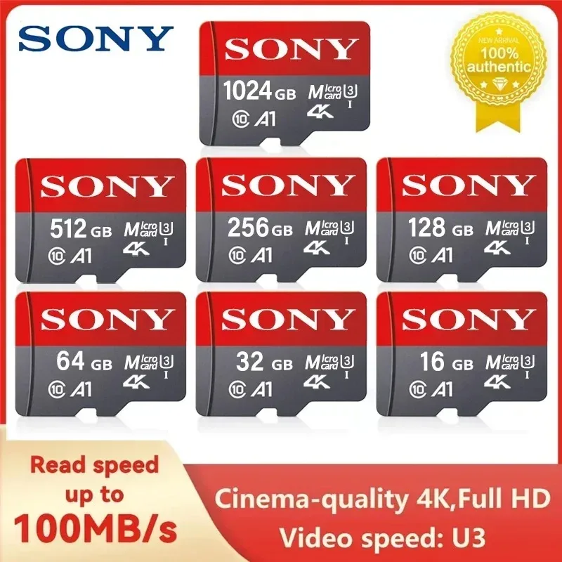 소니 TF 메모리 카드 1 테라바이트 고속 마이크로 SD 카드 128GB 1 테라바이트 512GB 256GB A2 U3 V30 SD TF 플래시 카드 Xiaomi 전화 컴퓨터