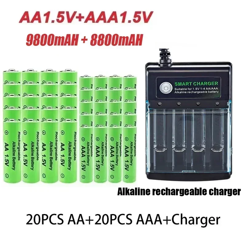 시계 라디오 비디오 게임 디지털 카메라 AA AAA 충전기에 대 한 원래 AA 충전식 AAA 배터리 1.5V AA 9800mAh/AAA 8800mAh