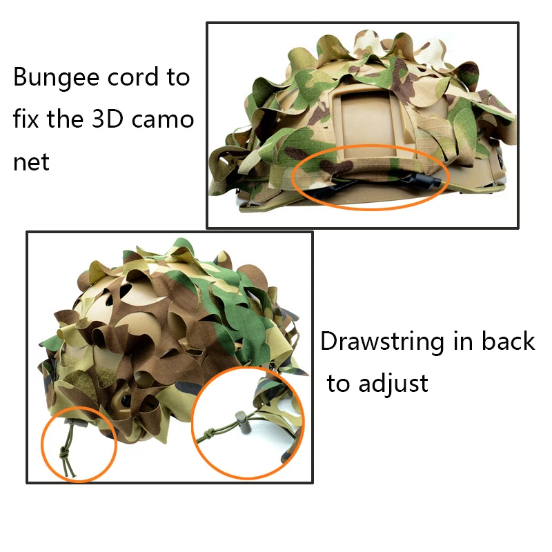 3D Camo Net Airsoft 헬멧 커버 레이저 컷 나일론 Drawstring 헬멧 Scrim CS Wargame Paintball Paratrooper Hunting 액세서리