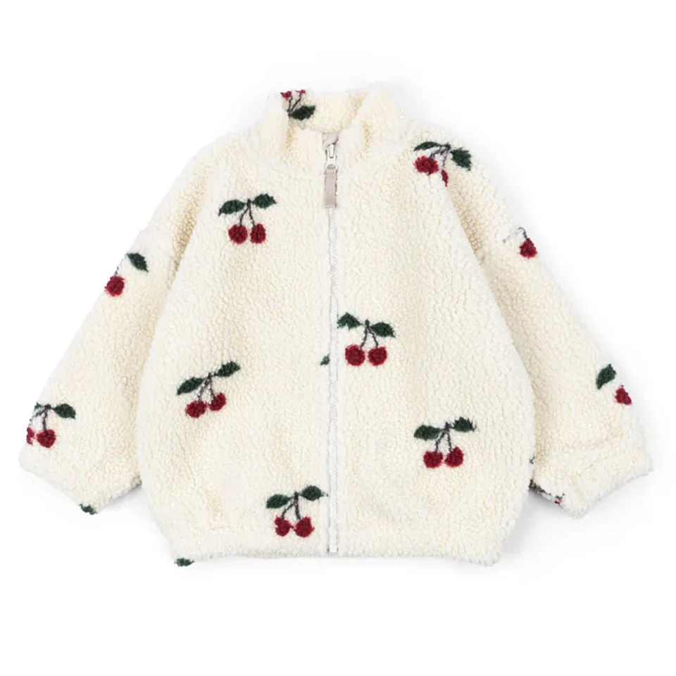 Konges Slojd 겨울 아기 ​​소녀 소년 Lambswool 체리 자켓 아동복 소년 스팽글 만화 겉옷 아동 코트 1-9Yrs