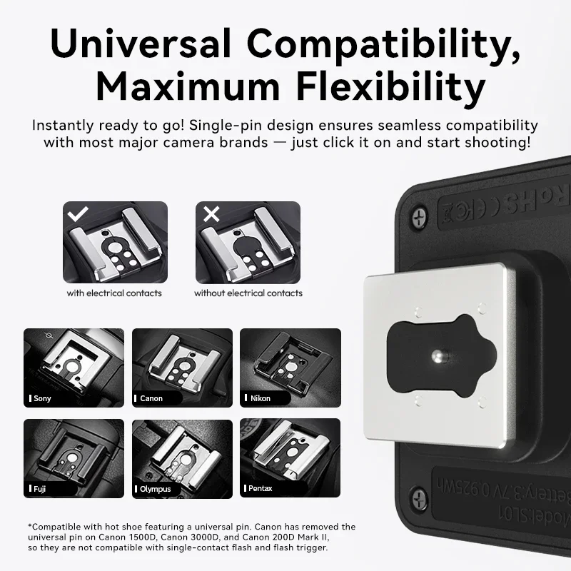 Ulanzi SL01 SL02 미니 카메라 플래시 라이트 SpeedLite GN8 6500K Canon Sony Nikon Fuji 카메라 DSLR Vlog 라이브 야외 사진
