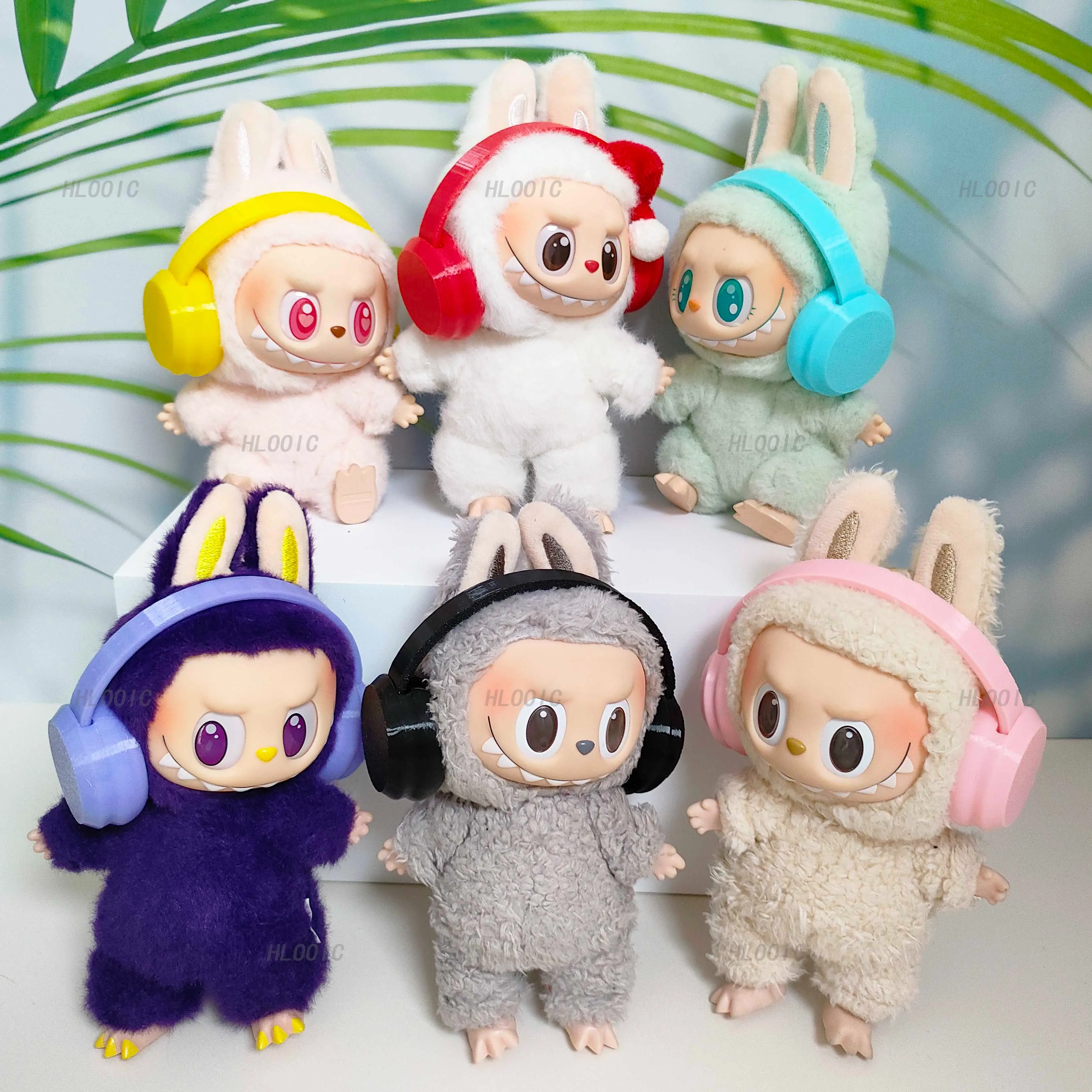 Labubu 액세서리: 17cm Labubu 패션 이어폰 액세서리 10cm 면 인형 이어폰 마카롱 컬러 인형 이어폰