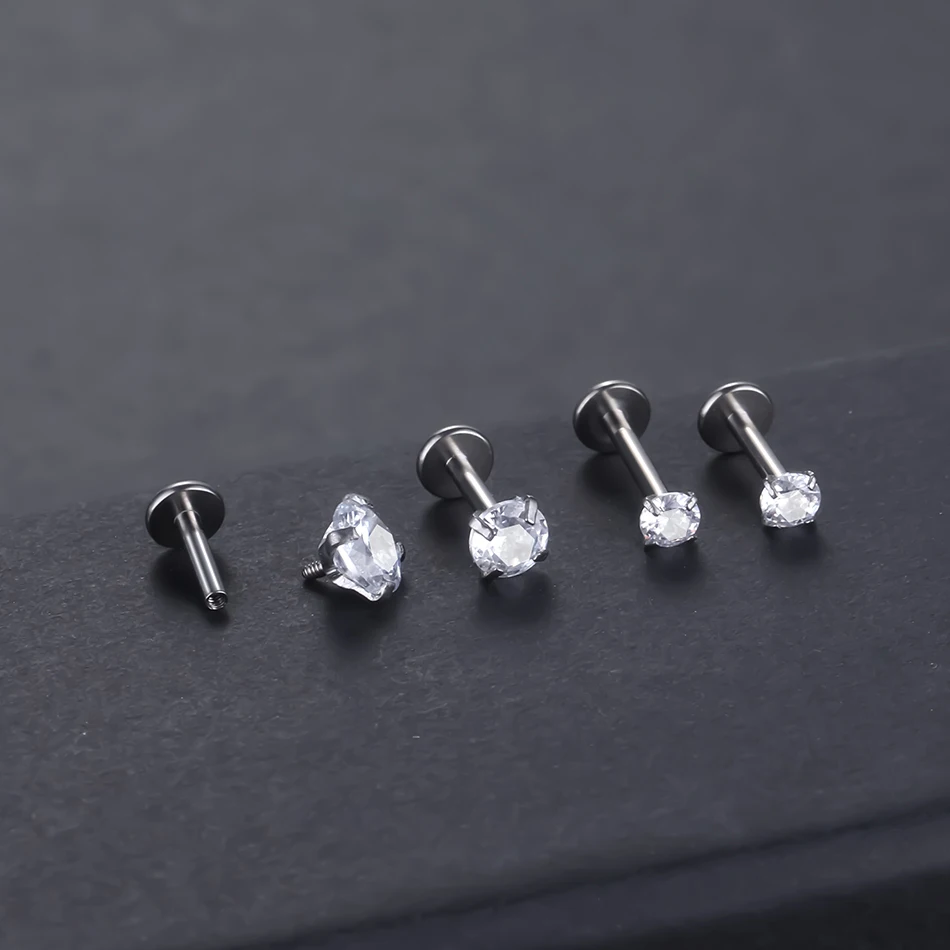 16G 14G 지르콘 Labret 피어싱 립 스터드 링 스테인레스 스틸 귀 Tragus 연골 헬릭스 피어싱 Conch Rook Lobe 스터드 귀걸이