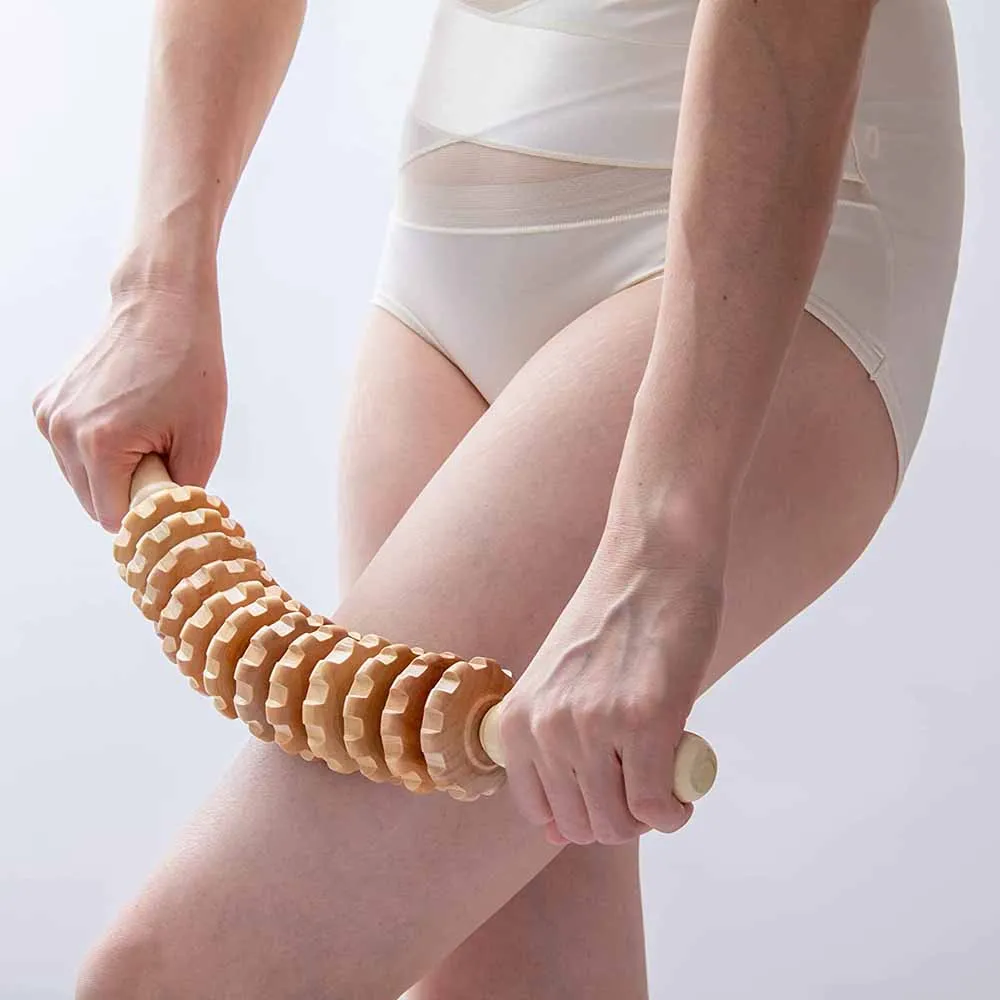곡선 나무 마사지 롤러 스틱 림프 배수 나무 치료 마사지 도구, 마데로테라피아 콜롬비아나 안티 셀룰라이트 마사지기