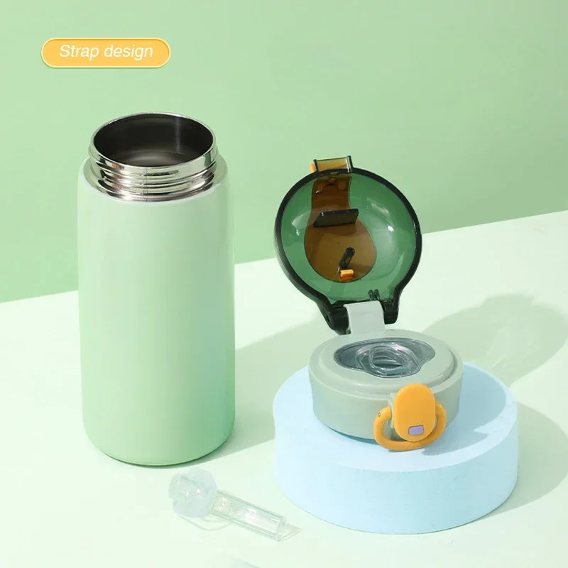 포켓몬 460ML 피카추 휴대용 어린이 보온병 머그잔 짚 스테인레스 스틸 만화 진공 플라스크 귀여운 열 물병