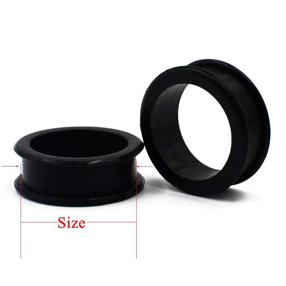 1 쌍 3mm-76mm 큰 크기 중공 검은 실리콘 유연한 더블 플레어 육체 귀 터널 플러그 게이지 확장기 들것 쥬얼리