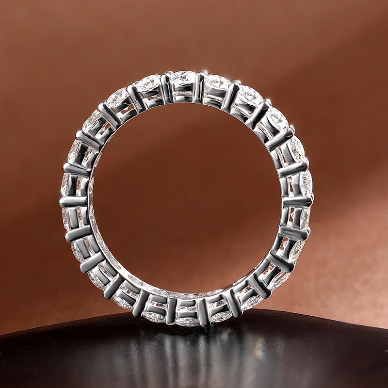 KNOBSPIN 3mm 라운드 Moissanite 반지 18K 화이트 골드 도금 925 스털링 실버 고급 보석 웨딩 약혼 반지 여성 남성을위한