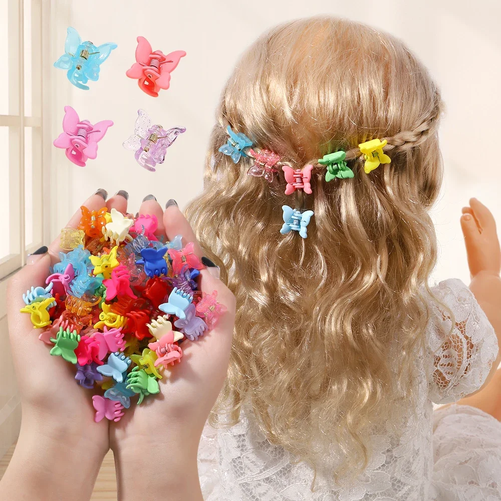 10/20/30Pcs 새로운 다채로운 미니 나비 헤어 클립 클로 그립 바레트 클램프 소녀 머리핀 클로 클립 헤어 스타일링 액세서리