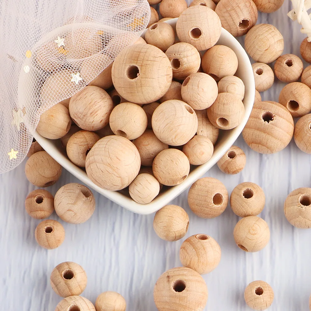 20/30/50Pcs 너도밤 나무 나무 라운드 구슬 육각형 편지 구슬 친환경 DIY 팔찌 쥬얼리 펜던트 액세서리