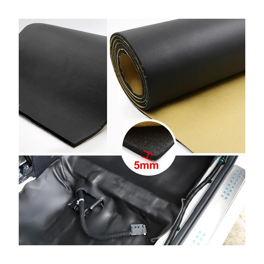 Uxcell 200X50cm 5mm 8mm 10mm 10.76sqft 자동차 음향 폼 바닥 뒷문 방음 데드너 매트 소음 감소 패드 검정색