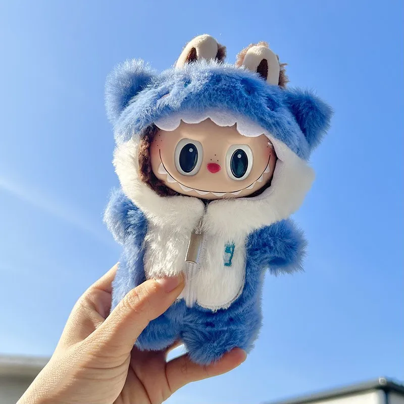 Labubu 플러시 옷을위한 귀여운 만화 녹색 공룡 복장 Labbubu 액세서리를위한 패션 상어 마카롱 한국 스타일 옷