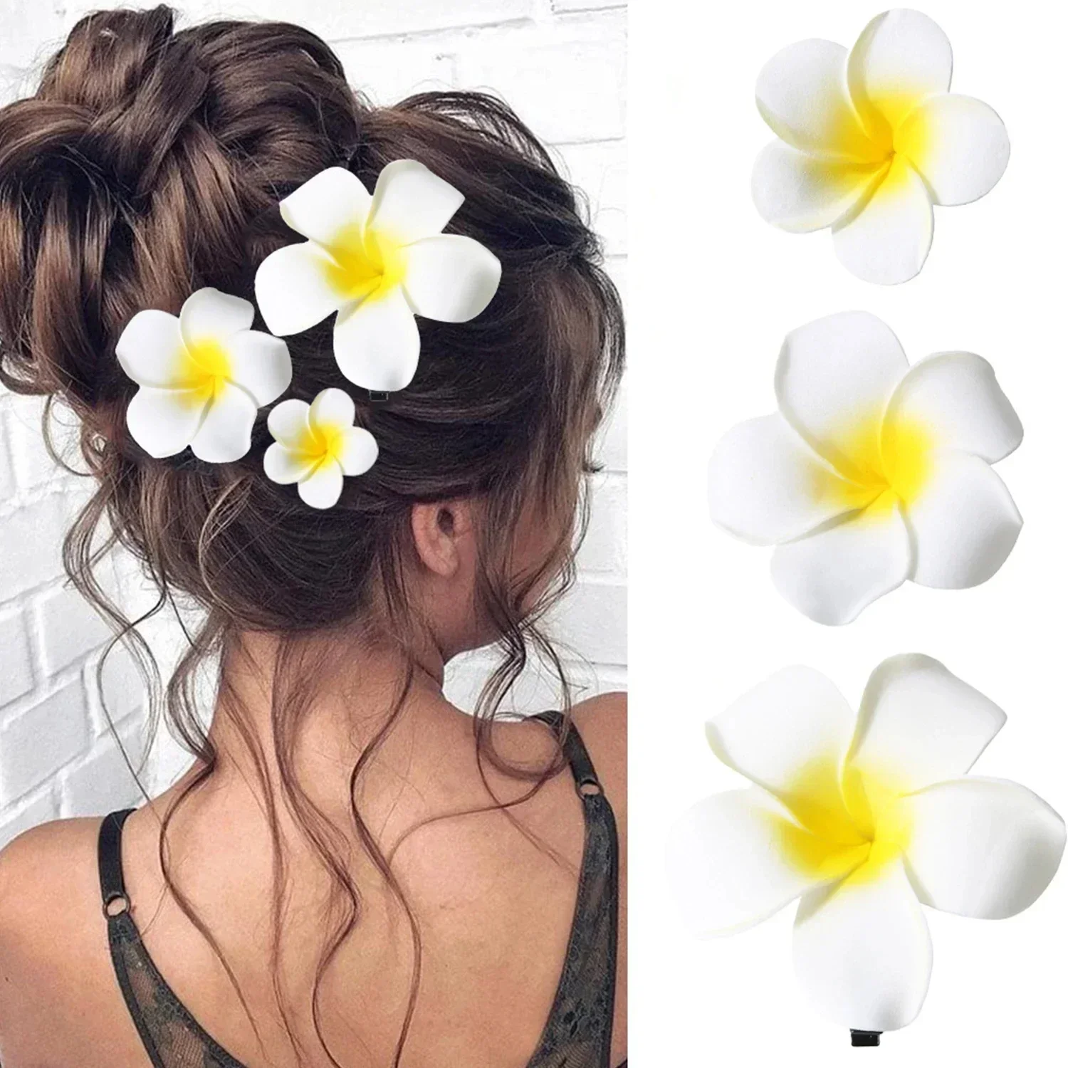 여성용 Plumeria 꽃 헤어 클립, 여아용 미적 머리핀, 계란 꽃 바렛, 파티 가방, 헤어 액세서리, 패션