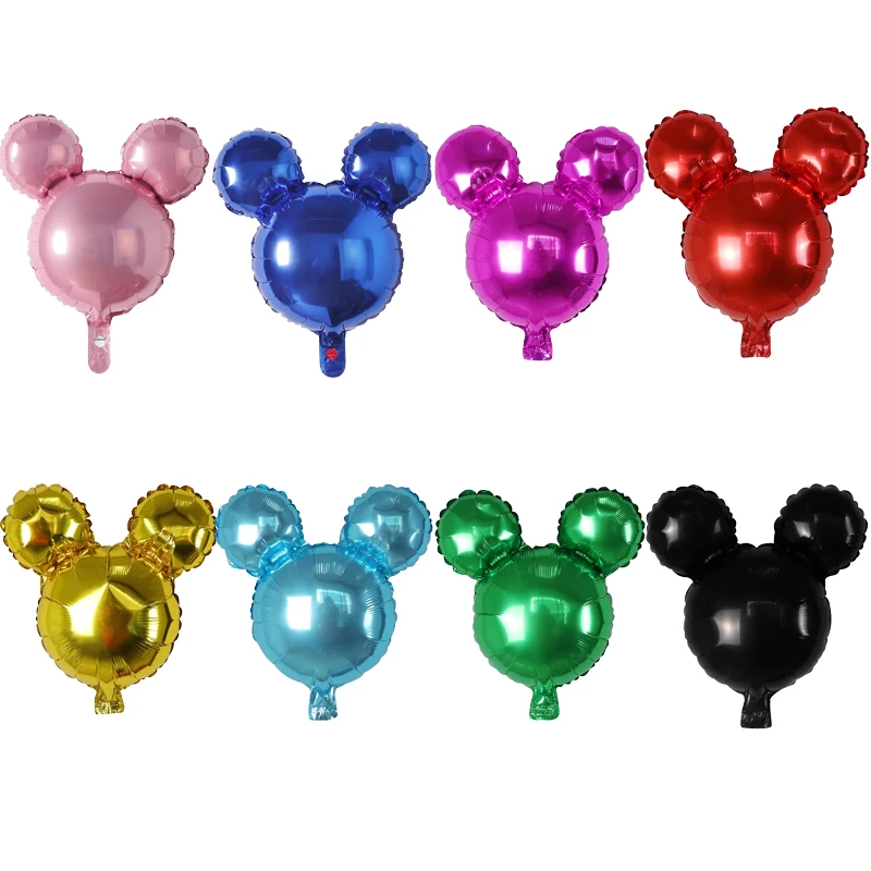 10pcs 미키 미니 마우스 머리 알루미늄 호일 풍선 베이비 샤워 생일 파티 장식 어린이 장난감 용품 에어 글로브