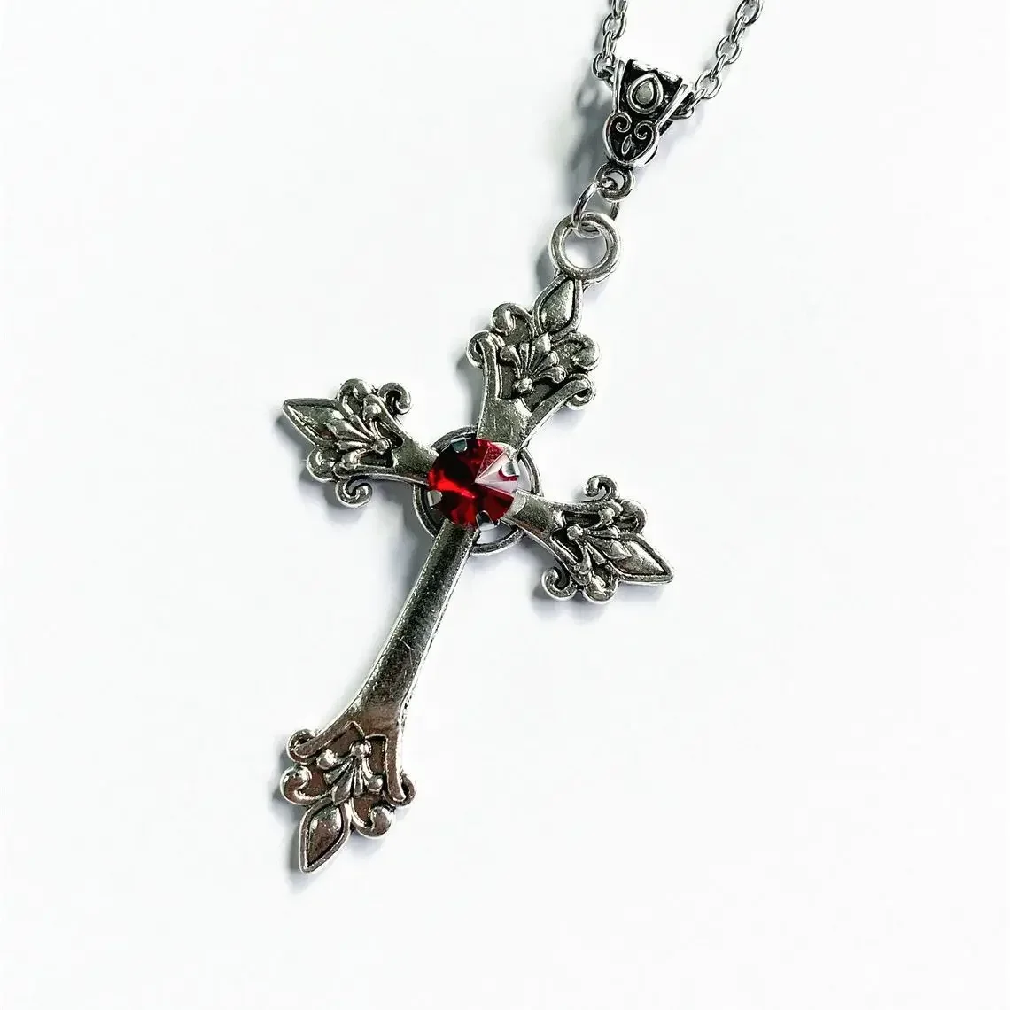 펑크 크리스탈 크로스 펜던트 목걸이 여성 고딕 쇄골 목걸이 목걸이 미적 보석 Bijoux 파티 선물