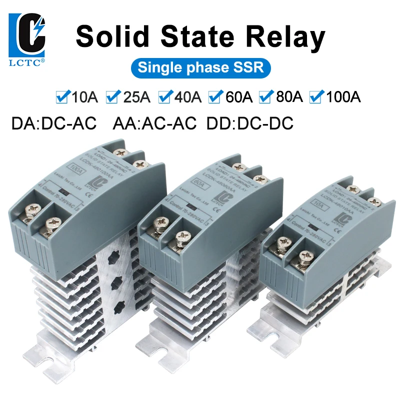 SSR 솔리드 스테이트 릴레이 DIN 레일 릴레이(방열판 포함) 10A 25A 40A 60A 80A 100A 120A DC - AC DC - DC AC - AC 단상 제어 title=SSR 솔리드 스테이트 릴레이 DIN 레일 릴레이(방열판 포함) 10A 25A 40A 60A 80A 100A 120A DC - AC DC - DC AC - AC 단상 제어 