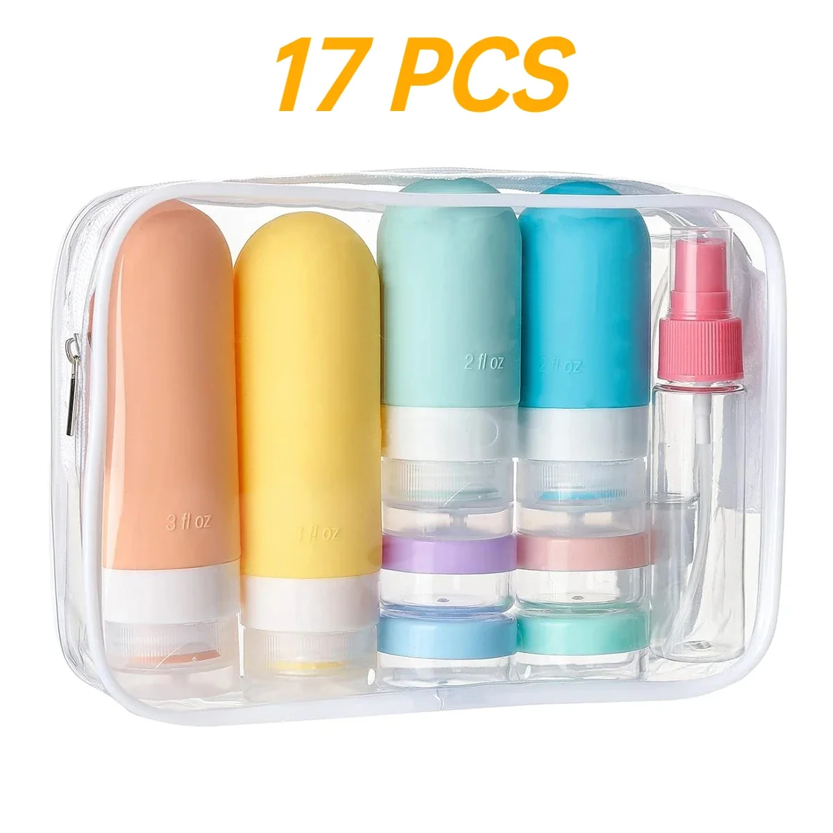 17pcs/4pcs 여행 병 세트 누출 방지 용기 휴대용 리필 형 세면 용품 샴푸 컨디셔너 로션 액체 빈 병