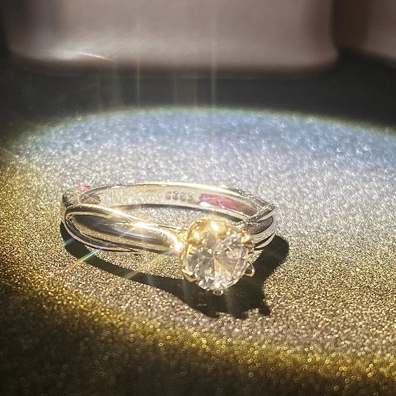 여성을위한 순수한 18K 골드 반지 보석과 천연 Moissanit 반지 아름다운 보석 커플 결혼식 액세서리 새로운 트렌드 2023