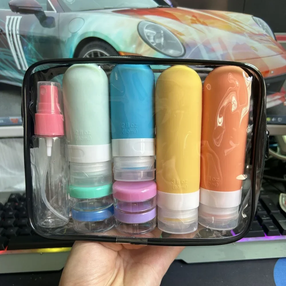 17pcs/4pcs 여행 병 세트 누출 방지 용기 휴대용 리필 형 세면 용품 샴푸 컨디셔너 로션 액체 빈 병