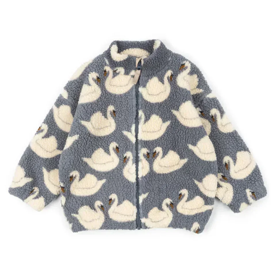 Konges Slojd 겨울 아기 ​​소녀 소년 Lambswool 체리 자켓 아동복 소년 스팽글 만화 겉옷 아동 코트 1-9Yrs