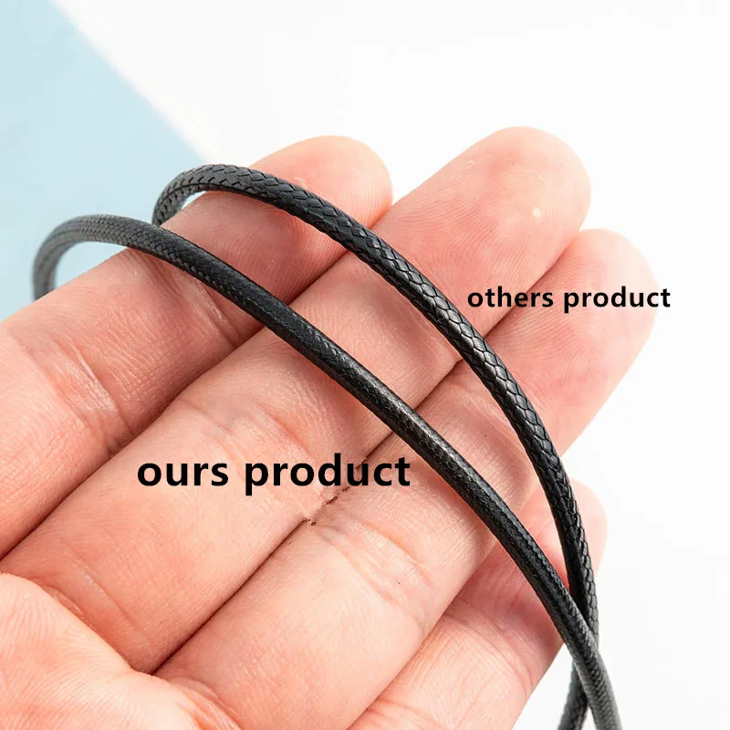 1.5/3mm 45/50/60cm 여성을위한 블랙 가죽 로프 체인 목걸이 DIY 펜던트에 대한 걸쇠 왁스 코드 체인 라인 문자열과 남성 쥬얼리