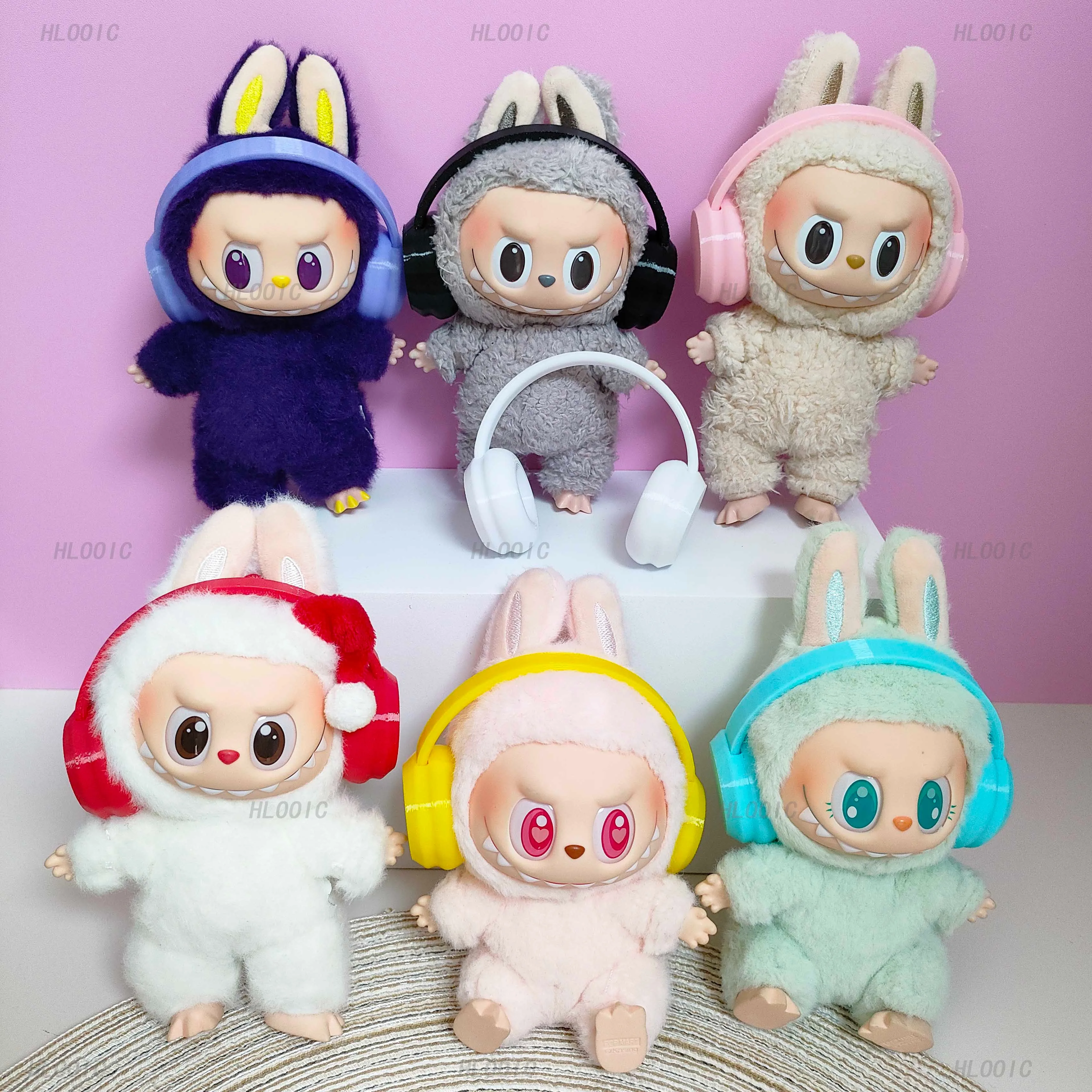 Labubu 액세서리: 17cm Labubu 패션 이어폰 액세서리 10cm 면 인형 이어폰 마카롱 컬러 인형 이어폰
