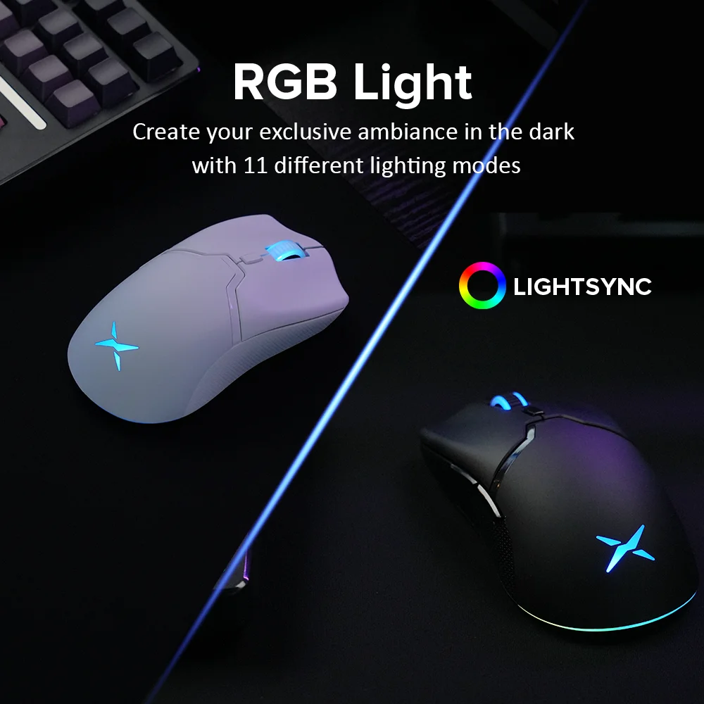 Delux M800PRO PAW3395 무선 게임용 마우스 RGB 라이트 26000DPI PC 노트북 게이머 용 유선 프로그래밍 가능한 인체 공학적 충전식 마우스