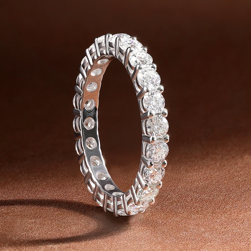 KNOBSPIN 3mm 라운드 Moissanite 반지 18K 화이트 골드 도금 925 스털링 실버 고급 보석 웨딩 약혼 반지 여성 남성을위한