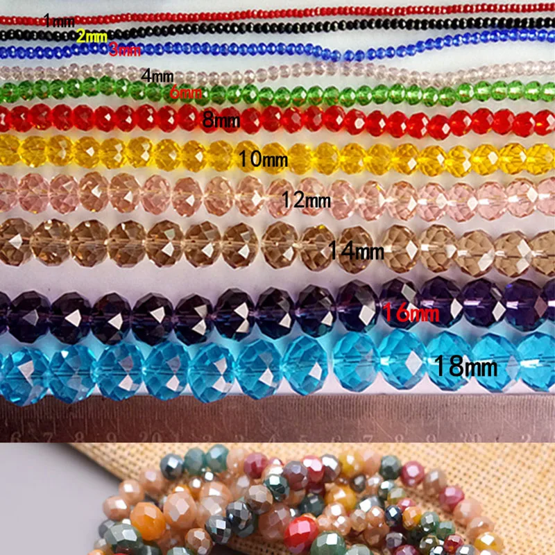 Rondelle-새로운 색상 크리스탈 유리 구슬 2mm 3mm 4mm 6mm 8mm, 보석 만들기위한 평면면 처리 된 느슨한 스페이서 유리 구슬 DIY 쥬얼리 만들기