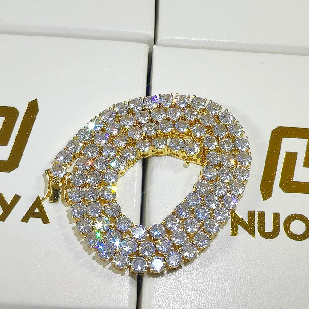 힙합 1 행 Cz 테니스 체인 목걸이 큐빅 지르콘 아이스 아웃 3Mm 4Mm 5Mm 6Mm 18/K 랩퍼 목걸이 드롭 배송 럭셔리 쥬얼리