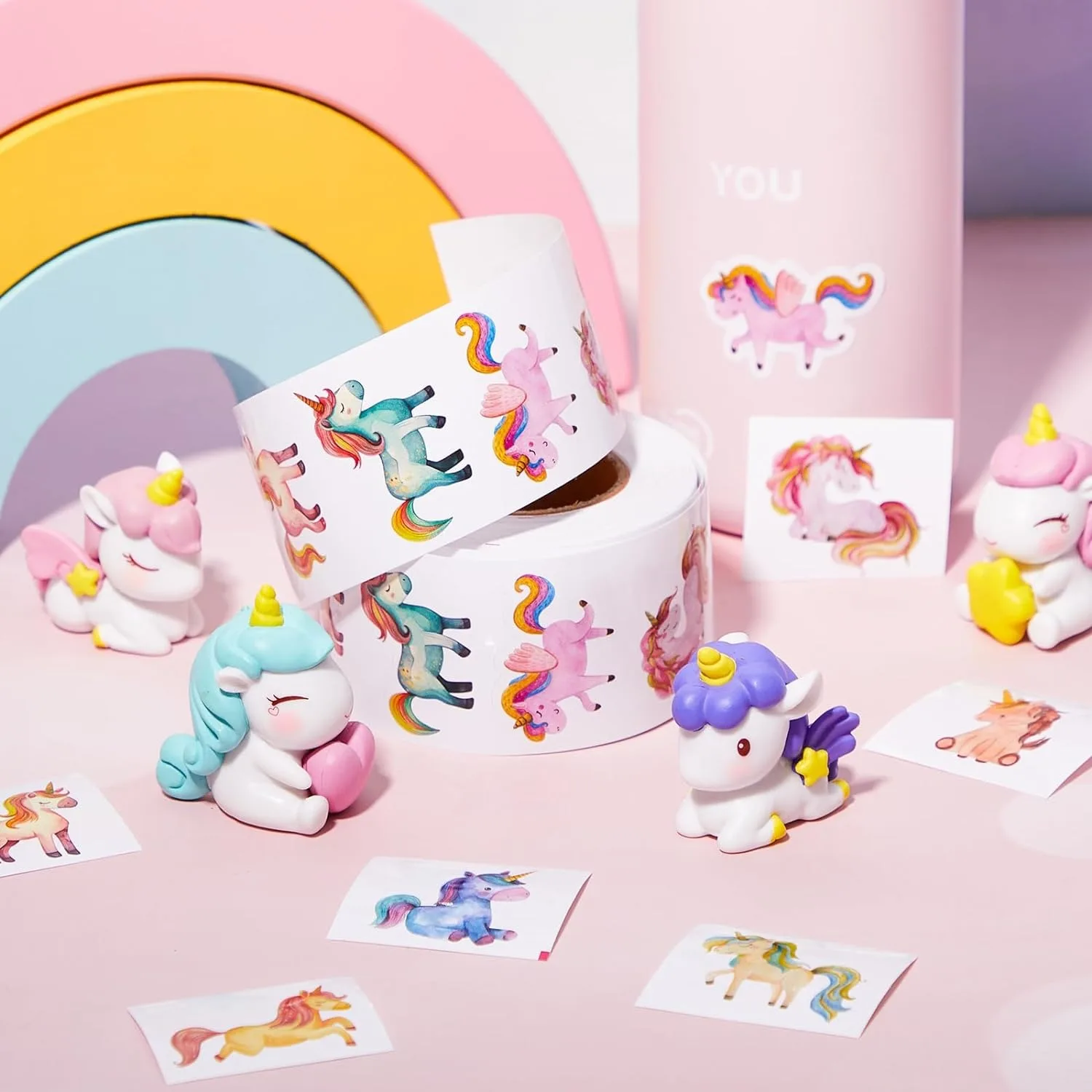100-500pcs 만화 동물 유니콘 스티커 어린이 보상 스티커 선물 장식 라벨 격려 학생 편지지 스티커