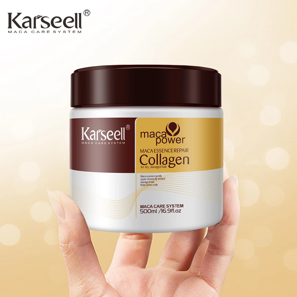 Karseell 500ml 콜라겐 헤어 트리트먼트 딥 리페어 컨디셔닝 아르간 오일 헤어 마스크 에센스 건조하고 손상된 모발 모든 헤어 타입