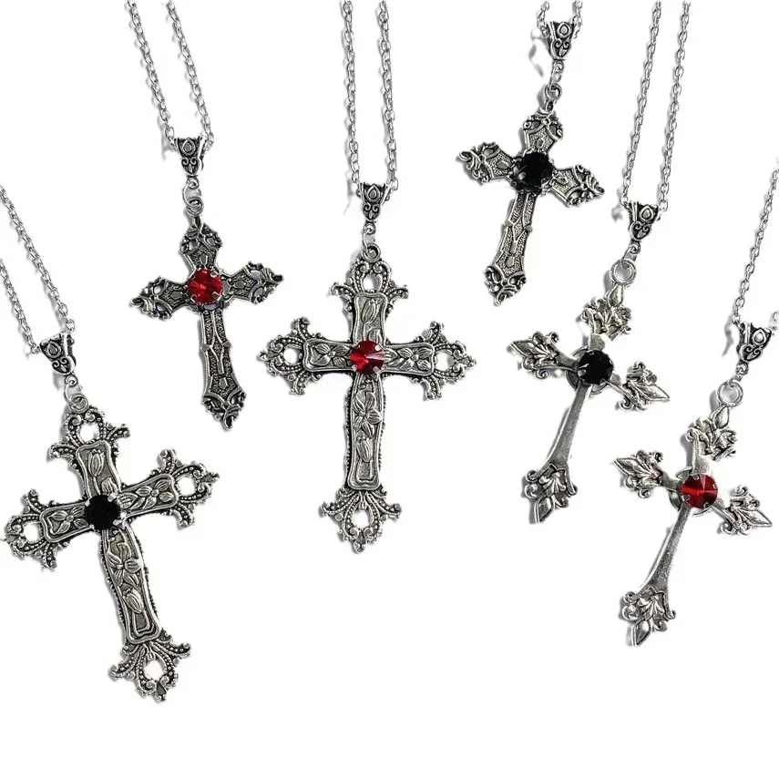 펑크 크리스탈 크로스 펜던트 목걸이 여성 고딕 쇄골 목걸이 목걸이 미적 보석 Bijoux 파티 선물 title=펑크 크리스탈 크로스 펜던트 목걸이 여성 고딕 쇄골 목걸이 목걸이 미적 보석 Bijoux 파티 선물 