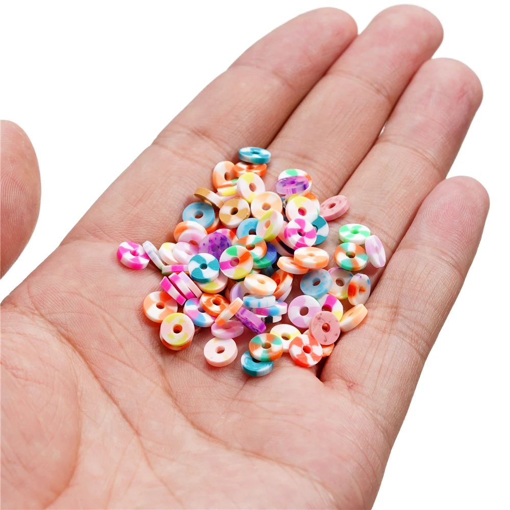 350pcs 6mm 플랫 라운드 폴리머 클레이 비즈 보석에 대 한 느슨한 스페이서 비즈 DIY 바느질 팔찌 목걸이 액세서리 만들기