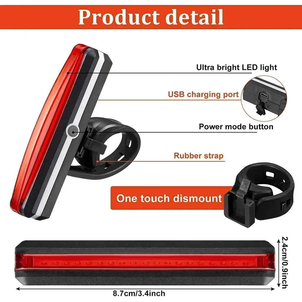 자전거 후면 조명 하이라이트 COB LED 테일 라이트 방수 자전거 USB 충전식 산악 자전거 테일 램프 자전거 부품