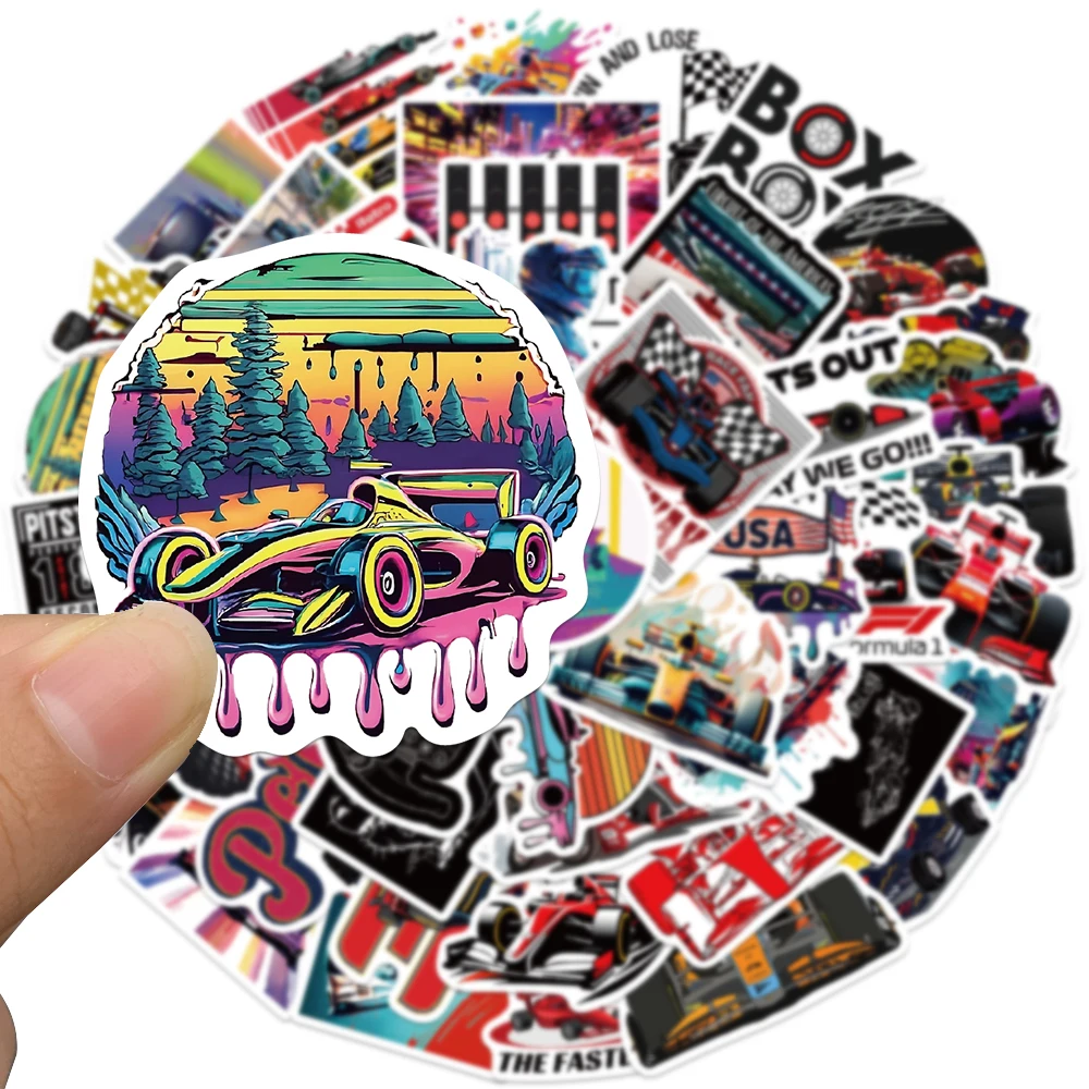 50pcs F1 포뮬러 원 멋진 속도 레이싱 스티커 장식 오토바이 자동차 노트북 자전거 케이스 가방 물 Bottl DIY 데칼
