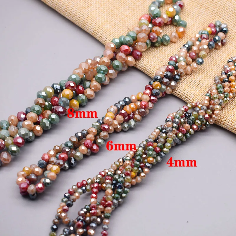 Rondelle-새로운 색상 크리스탈 유리 구슬 2mm 3mm 4mm 6mm 8mm, 보석 만들기위한 평면면 처리 된 느슨한 스페이서 유리 구슬 DIY 쥬얼리 만들기