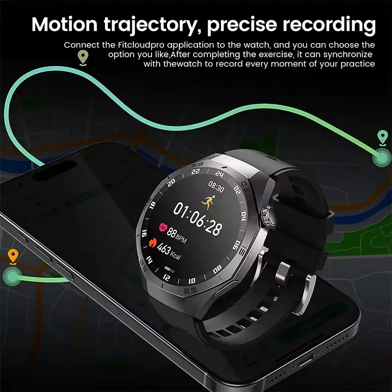 2025 신제품 GUHUAVMI GT5 Pro 스마트워치 남성용 HD AMOLED 스크린 GPS 모션 궤적 심박수 블루투스 통화 1.52인치 스마트워치 IP68