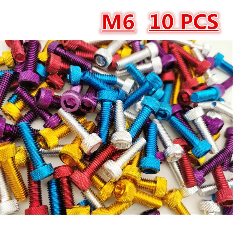 10PCS 오토바이 나사 다채로운 데칼 M6 나사 모토 부품 범용 오토바이 나사 6MM 장식 스쿠터 액세서리 레드 블루