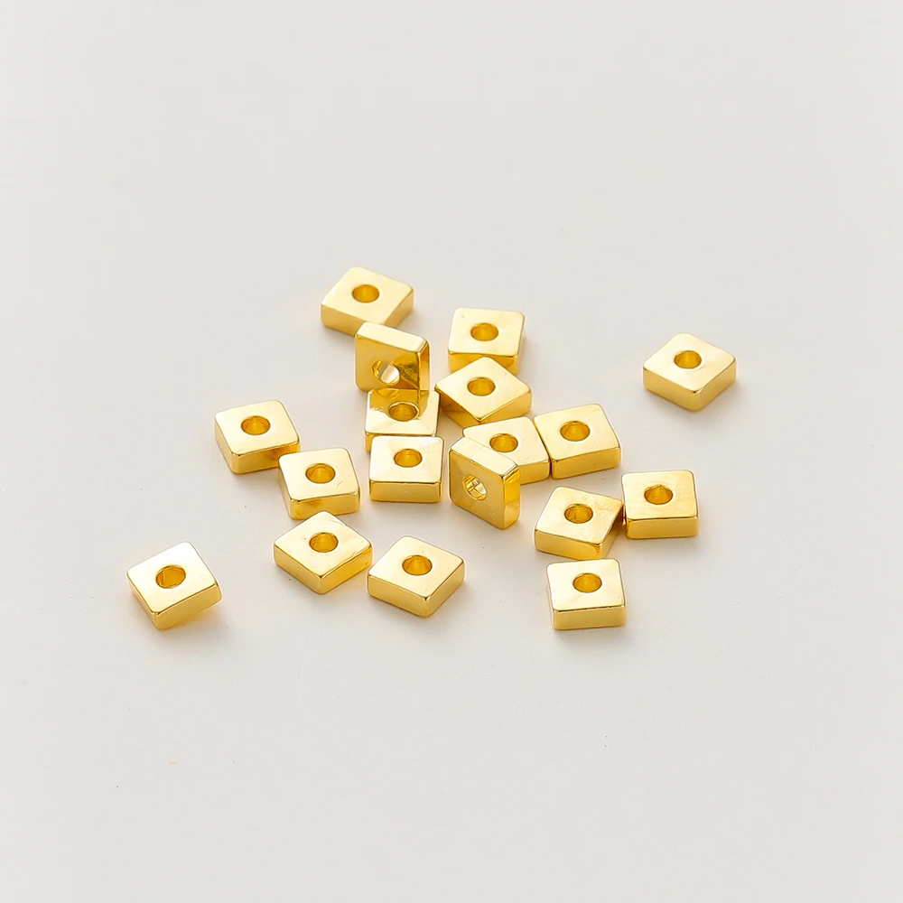 30-100Pcs 14K/18K 골드 컬러 도금 황동 2/3/4mm 플랫 스퀘어 스페이서 구슬 DIY 팔찌 목걸이 쥬얼리 액세서리 만들기 title=30-100Pcs 14K/18K 골드 컬러 도금 황동 2/3/4mm 플랫 스퀘어 스페이서 구슬 DIY 팔찌 목걸이 쥬얼리 액세서리 만들기 