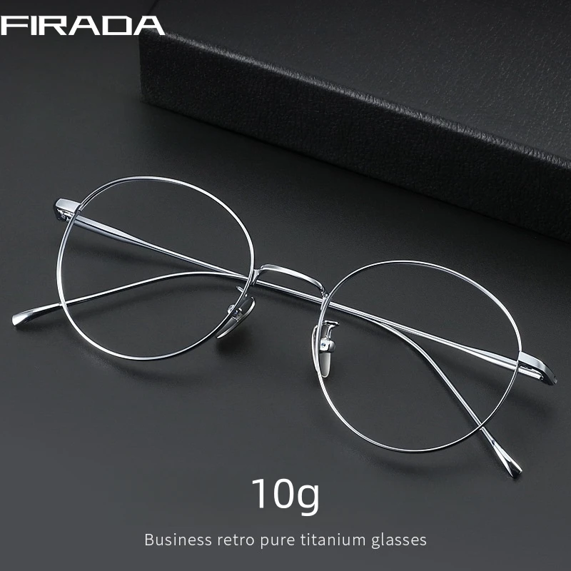 FIRADA 빈티지 편안한 안경 패션 라운드 순수 티타늄 안경 남성 여성을위한 럭셔리 처방 안경 프레임 ST1644