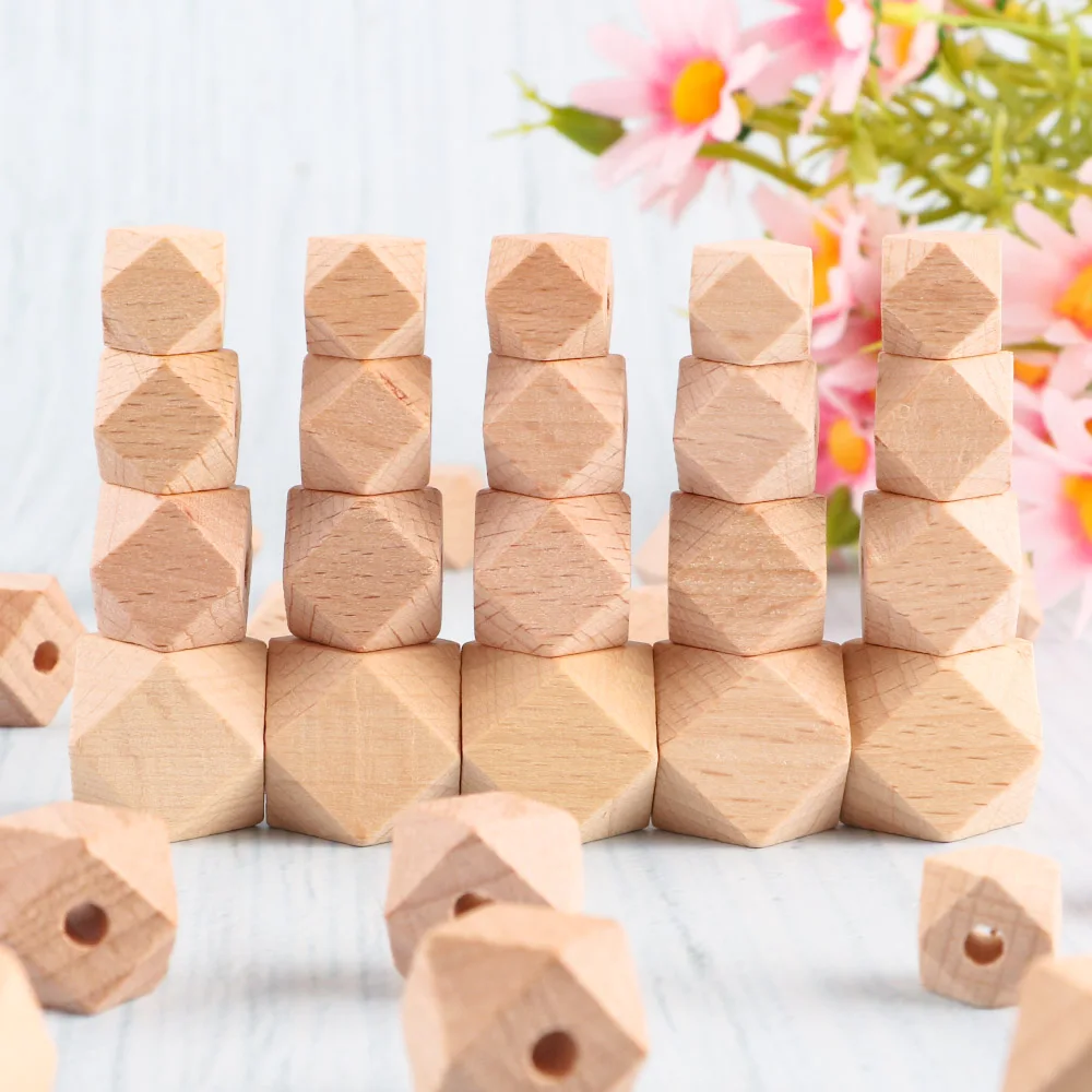 20/30/50Pcs 너도밤 나무 나무 라운드 구슬 육각형 편지 구슬 친환경 DIY 팔찌 쥬얼리 펜던트 액세서리