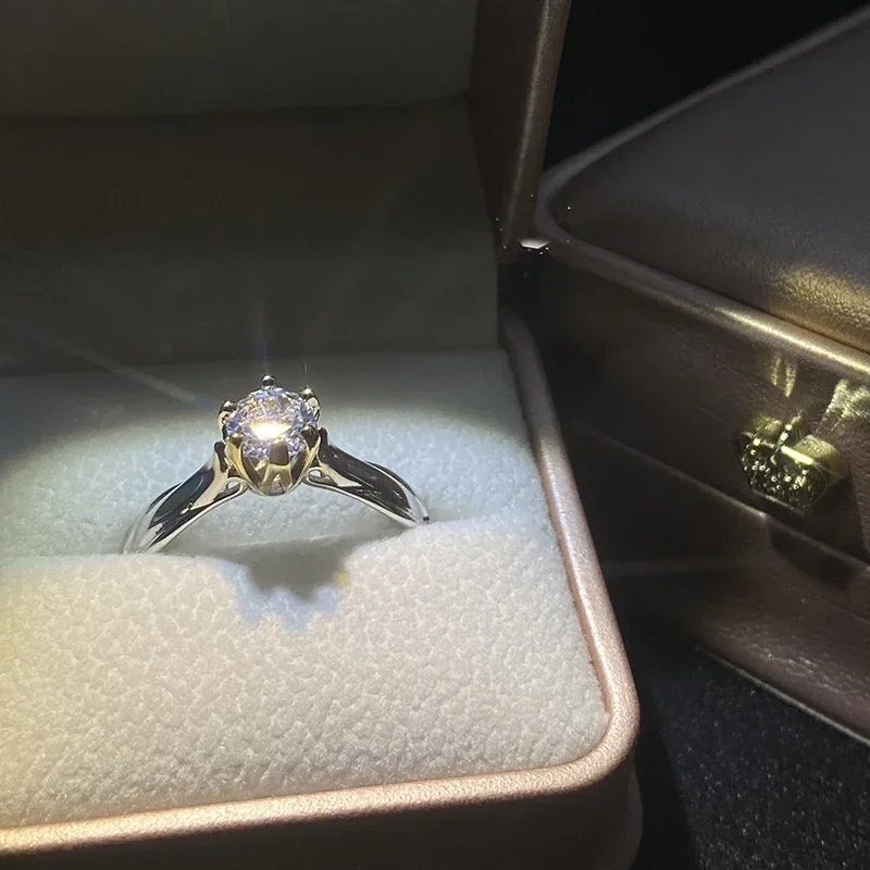 여성을위한 순수한 18K 골드 반지 보석과 천연 Moissanit 반지 아름다운 보석 커플 결혼식 액세서리 새로운 트렌드 2023